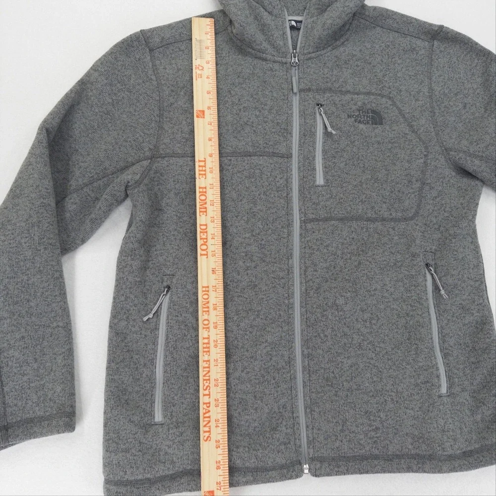 The North Face Jacket Mens L Gray Gordon Lyons Fleece Full Zip Hooded Outdoor